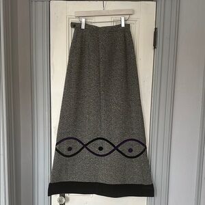Chic Gray Maxi Skirt with Black and Purple Accents
